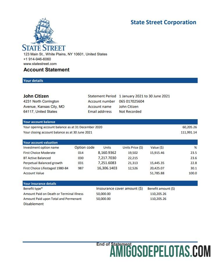 USA State Street Corporation Excel Pdf modelo